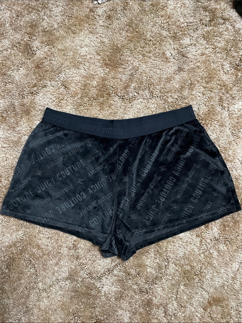Juicy Couture Los Angeles California Black Velour Sleep Shorts Size XL